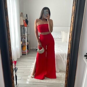 Showpo Red Flare Pants Set